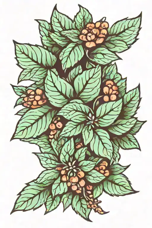 mint leaves tattoo design idea