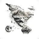 Alone in the middle of the world surrounded by people tattoo design idea