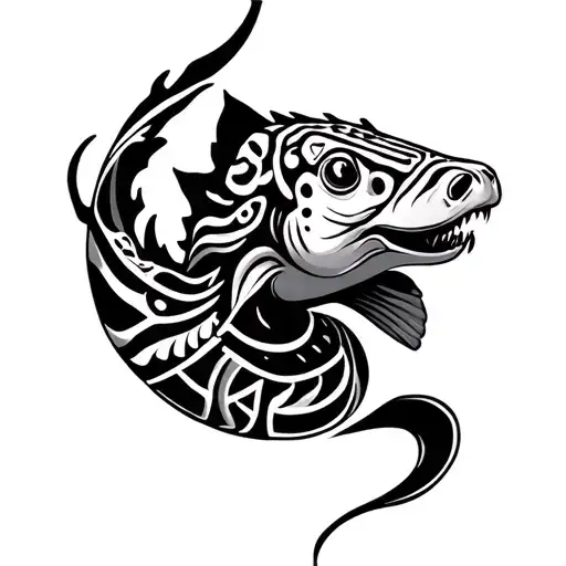 marine animal with tribal markings tattoo design idea