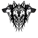 three wolves facing front view tattoo design idea