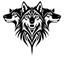 three wolves facing front view tattoo design idea