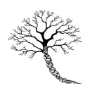 tree with dna-strand trunk symbolizing life tattoo design idea