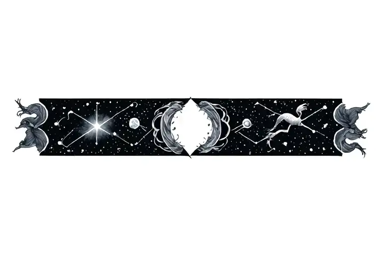 Gemini And Sagittarius constellation intertwined tattoo design idea