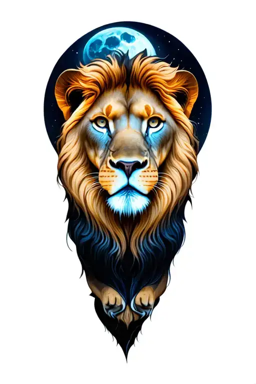 Lion Moon tattoo design idea