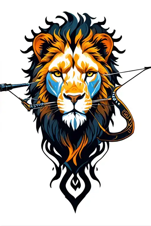Sagittarius archer shooting lion head tattoo design idea