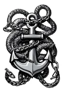 Anchor with chains and snakes wrapped tattoo design idea