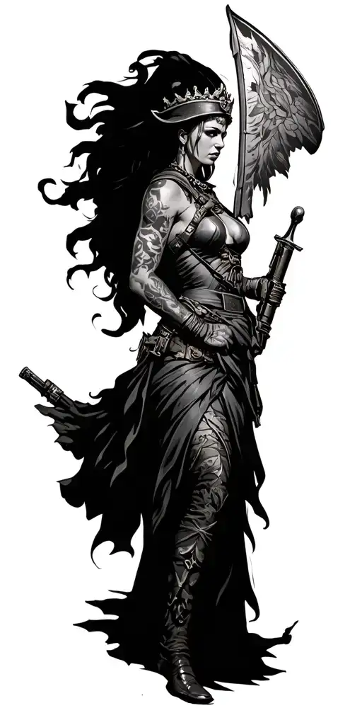 Infantry Queen of Battle scene tattoo design idea