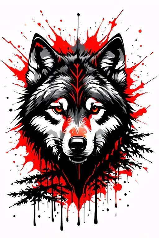 tribal wolf mountains trees forearm tattoo design idea