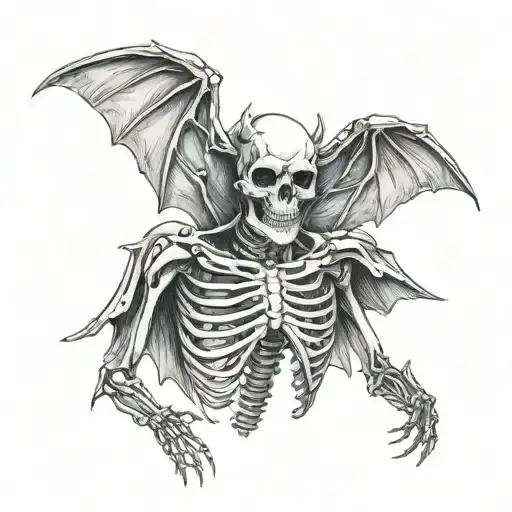 bat wing skeleton on shoulders tattoo design idea