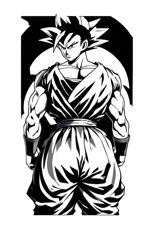 Gohan SSJ 2 with side shadows and in the buttocks tattoo design idea