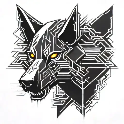 The cyber werewolf tattoo design idea