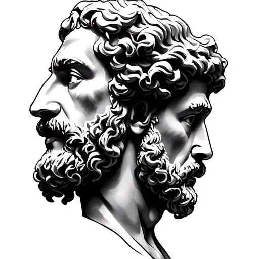 Stoicism and Marcus Aurelius half face tattoo design idea