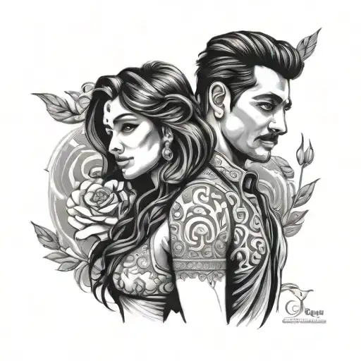 kamal and Roshni couple  tattoo design idea