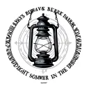 black and grey lantern with the words "I've always been dark with light somewhere in the distance" in a circle around it tattoo design idea