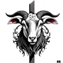 lambs head  facing forward with cross behind it tattoo design idea
