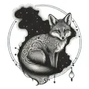 fox moon goddess with chakras tattoo design idea