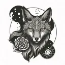 fox moon goddess with chakras tattoo design idea