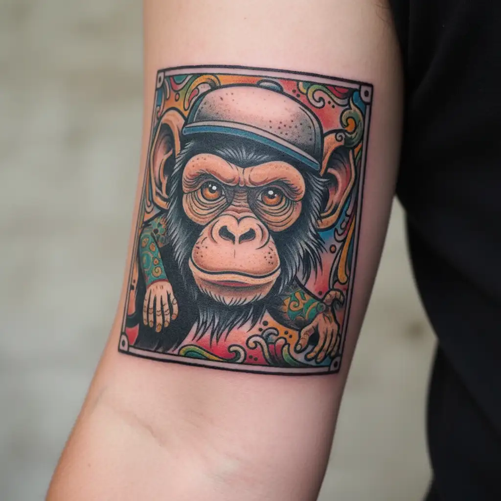 hip hop monkey tattoo design idea
