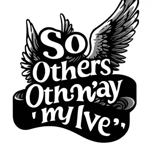 "“So others may live” banner" rescue guardian angel wings without a face made tattoo design idea