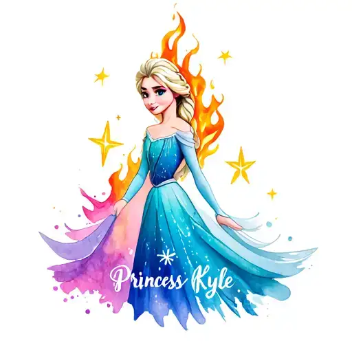 "Princess Kylee" Frozen Elsa Fire Stars tattoo design idea