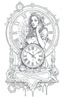banksy girl and melting clock tattoo design idea