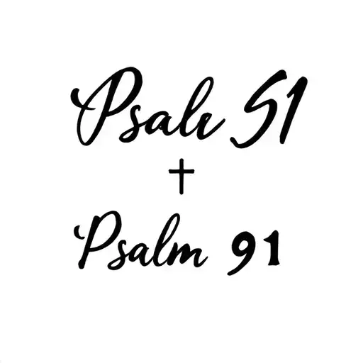 "Psalm 91" the words Psalm 91 with a thin small cross at the end tattoo design idea