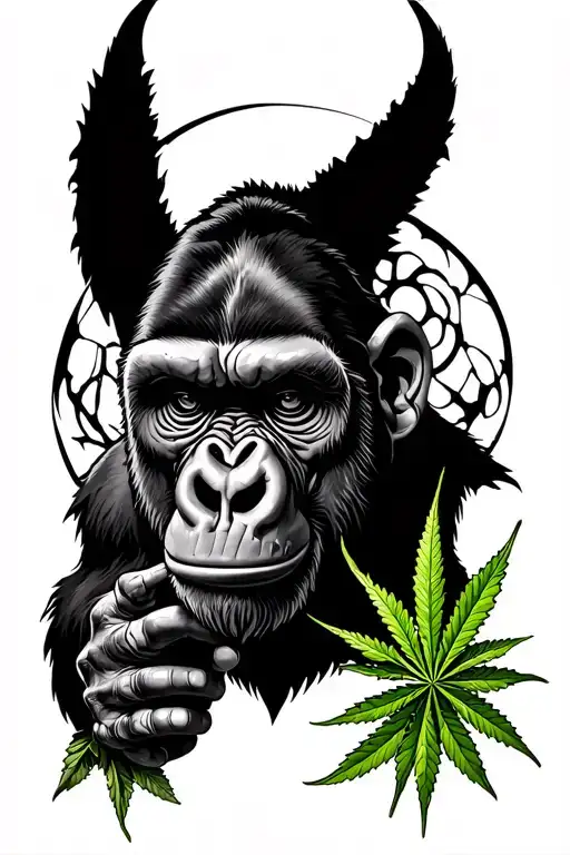opiate Induced psychosis,Gorilla, weed, Demons  tattoo design idea