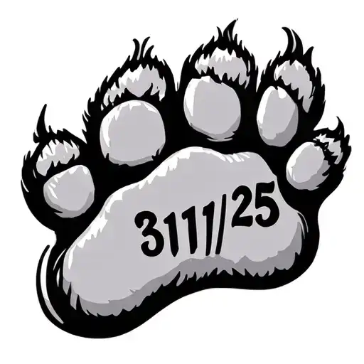 dog paw with 3/11/25 written on it tattoo design idea