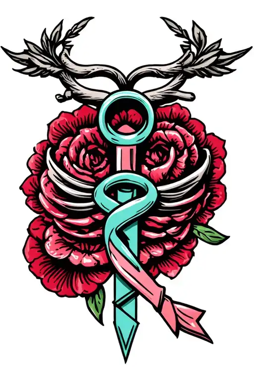 ovarian cancer and strength symbol incorporated representing tattoo design idea