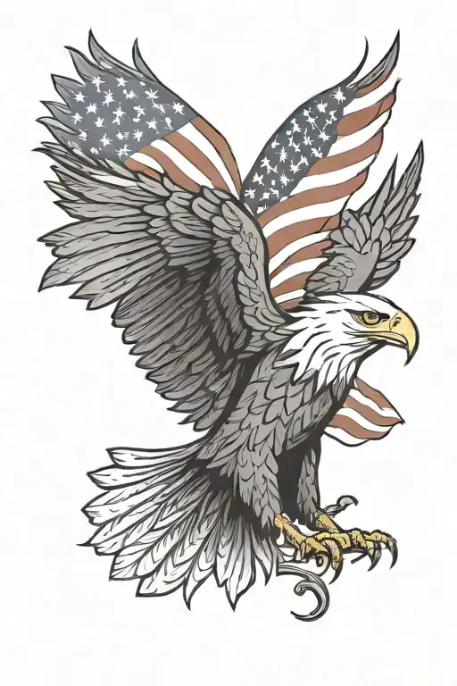 screaming eagle with American flag background tattoo design idea