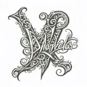 The word "Mancillas" written in a signature font going vertically tattoo design idea