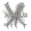 The word "Mancillas" written in a signature font going vertically tattoo design idea