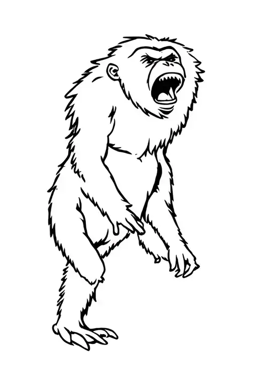 Angry Gibbon ape screaming tattoo design idea