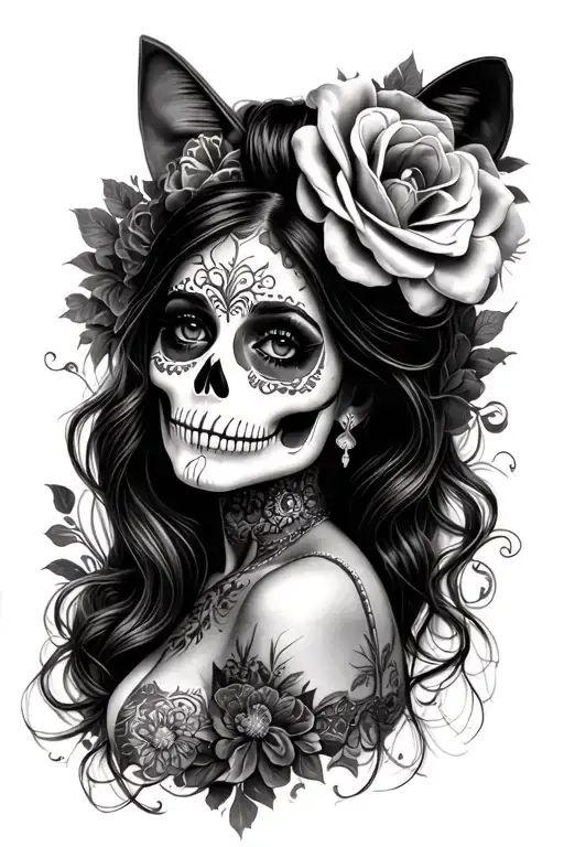 catrina woman tattoo design idea