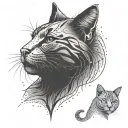 cat outline tattoo design idea