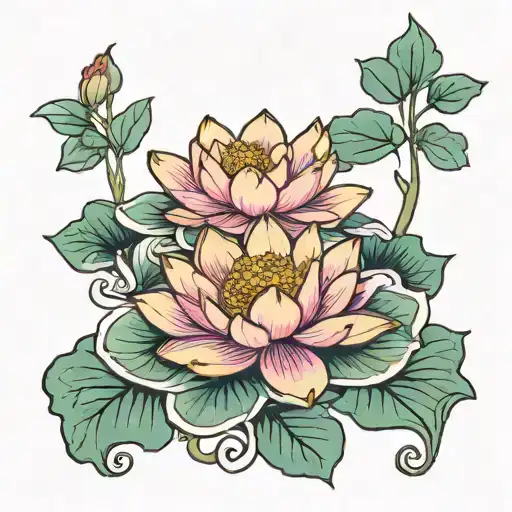 lotus pond with psalms 23 verse tattoo design idea