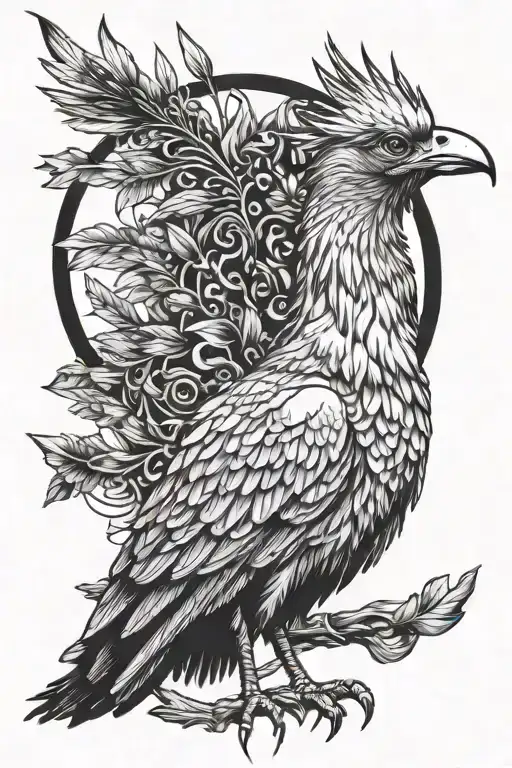 secretary bird tattoo design idea