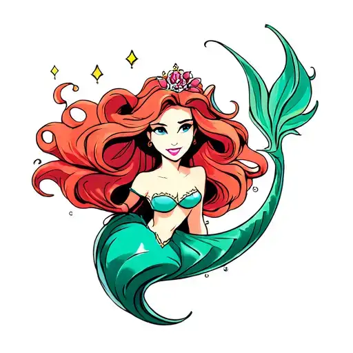 Siren Ariel Disney Princess tattoo design idea