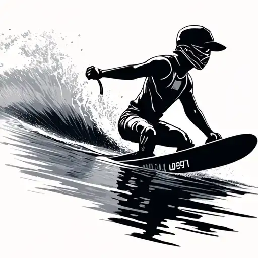 wakeboarding silhouette tattoo design idea