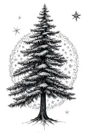 fir tree and north star tattoo design idea