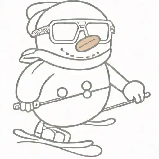 skiing snowman with googles tattoo design idea