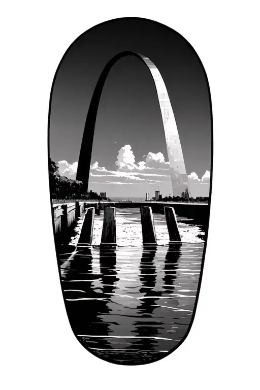 Boston Red Sox B, gateway arch, Rome, beach, Alabama tattoo design idea