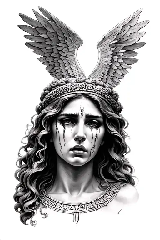 eleos greek goddess crying woman tattoo design idea