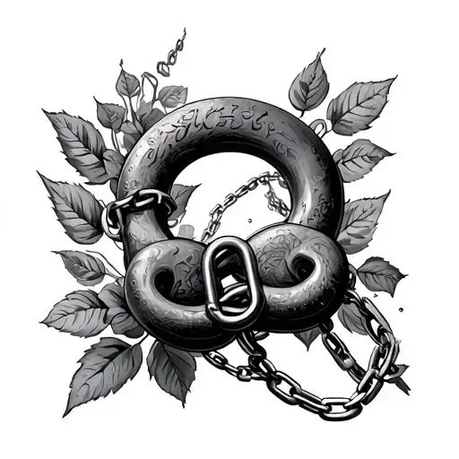 new chains same shackles writing with roses and chains  tattoo design idea