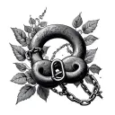 new chains same shackles writing with roses and chains  tattoo design idea