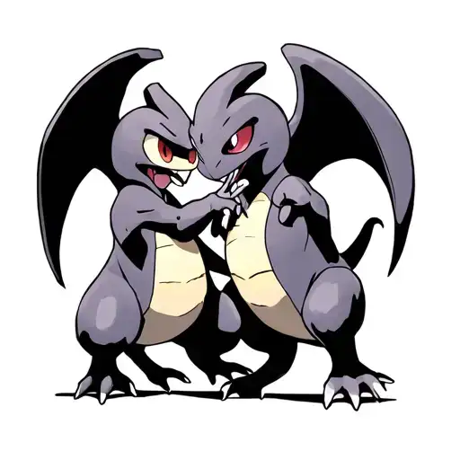 lugia and mewtwo attacking each other tattoo design idea