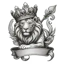 lion wearing crown tattoo design idea