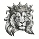 lion wearing crown tattoo design idea