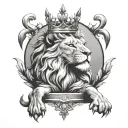 lion wearing crown tattoo design idea