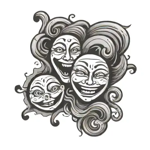 happy face sad face inside tattoo design idea